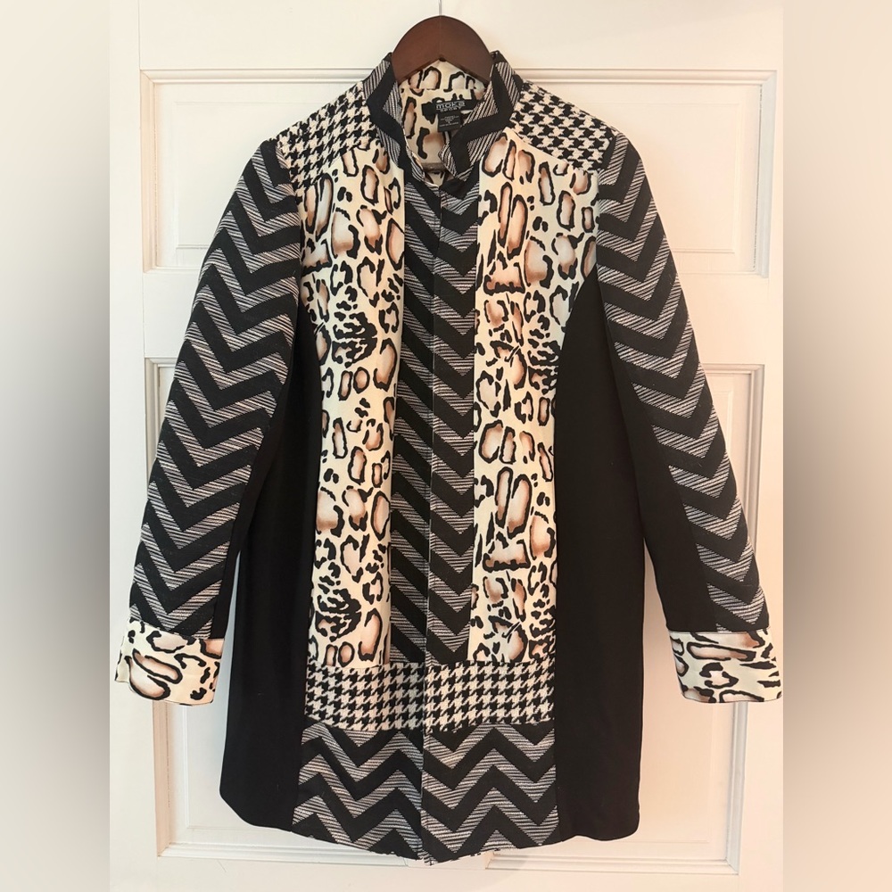 🙌RARE: Moka Sport Print Mix Jacket S – Chevron & Leopard. Statement piece 🌟